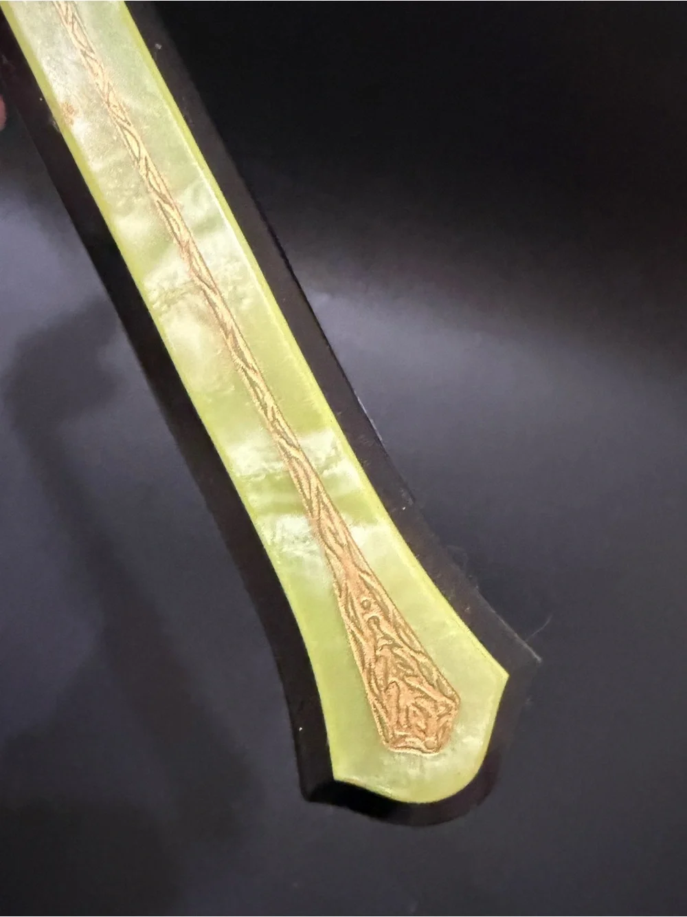 Vintage Art Deco Pearlized Lime Green Celluloid or Lucite Hand Held Mirror
